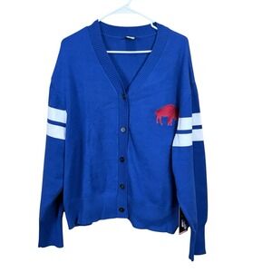 Buffalo Bills NFL Ultra Game Cardigan Sweater Womens XL Blue Embroidered NWT